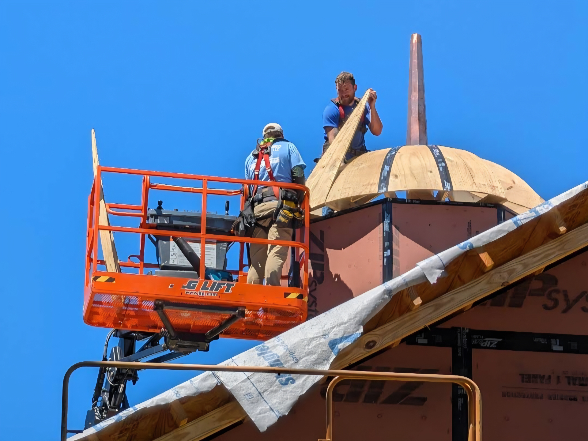 W's AllWorks crew working on a roof frame in Cherokee County NC
